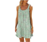 2024 Vestidos Corto para Mujer Vestido Verano Estampados Moda Casual Fiesta Playa Vestidos sin Manga Cuello Redondo Suelto Basic Elegante Mini Vestidos de Noche Diario Vacaciones Bohemio