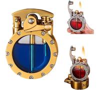 2024 Vintage Trench Lighter, Transparent Kerosene Lighter - Creativity and Personality Antique Steampunk Lighter Cool Lighter (Gold)