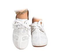 2024 - Zapatos de piel gruesa con forma de cuña para mujer, zuecos ortopédicos con soporte de arco, zapatos mules de malla transpirable para caminar, White, 38 EU