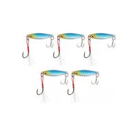 20245Pcs 7g Fishing Lures VIB Metal Hard Baits Iron Fishing Tackle for Saltwater Freshwater Fishing Gold and Blue