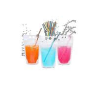 2025 100 Pack 16oz Resealable Drink Pouches with Straws for Adults - Perfect for Smoothies