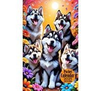 2025-2026 Pocket Calendar: 2-Years Small Monthly Planner, Size 4*6.5 inches | Cover Alaskan Malamute Puppies |