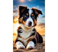 2025-2026 Pocket Calendar: Australian Shepherd Puppies Cover, 2-Years Small Size 4*6.5 inches For Purse