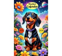 2025-2026 Pocket Calendar: Dachshund Cover, 2-Years Small Size 4*6.5 inches For Purse