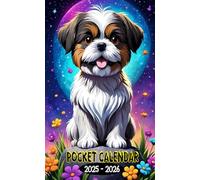 2025-2026 Pocket Calendar: Shih Tzu Cover, 2-Years Small Size 4*6.5 inches For Purse