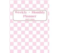 2025-2026 Weekly + Monthly Planner: Pink Checkered Calendar Book, 18 Month, Hardcover, 8.25"x11"