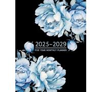 2025-2029 Monthly Planner: Beautiful 5 Years Large Organizer (2025-2026-2027-2028-2029) January to December with Holidays List | Two Pages Per Month ... (Size 8.5x11 - A4) | Blue Flowers Cover