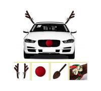 2025 4 Picese Christmas Car Deer Reindeer Antlers Vehicle with Red Nose Antlers Tail Jingle Bells Car Costume Kit for Xmas Decoration Festival Gift Pr