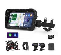 2025 4K Carplay Moto Android Auto Pantalla Carplay 6,25 Pulgadas con Navegador Moto Doble Cámara, GPS Moto con WiFi, Navegación GPS, Control Remoto, Siri, G-OOgle Asistente, Bluetooth, Tarjeta TF 64G