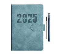 2025 A5 Notebook, Leather Cover System Agenda Notebook, 1 Página por día, Inicio Anytime and Achieve Your Goals, Schedule Notepad for Home, School, Business, Goal-Setting Planner, A5 Planner for 2025