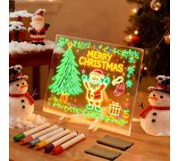 2025 Acrylic Message Board, LED Tablero Acrílico, Tablet para Dibujar, Incluye 7 Rotuladores para niños, Decoraciones de oficina y Vacaciones. (15 * 15cm)