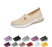 2025 Addenno Womens Shoes, Women's Casual Breathable Slip on Orthopaedic Walking Sneakers, Orthopedic Shoes for Women (36,Apricot)