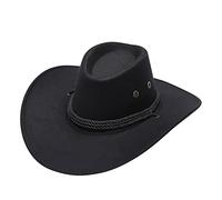 2025 - Adulto Casual Sólido Verano Occidental Moda Vaquero Sombrero De Sol De Ala Ancha Gorra De Viaje Beso Al Cowboy Cinta Coleccionable, Negro , talla única