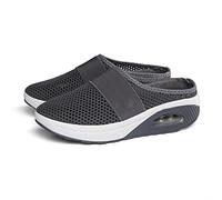 2025 Air Cushion Slip-On Walking Shoes Orthopedic Diabetic Walking Shoes, Air Cushion Shoes for Women, Mesh Orthopedic (Dark Gray,42)