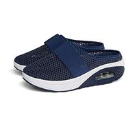 2025 Air Cushion Slip-On Walking Shoes Orthopedic Diabetic Walking Shoes, Air Cushion Shoes for Women, Mesh Orthopedic (Navy Blue,38)
