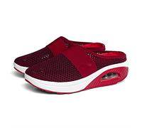 2025 Air Cushion Slip-On Walking Shoes Orthopedic Diabetic Walking Shoes, Air Cushion Shoes for Women, Mesh Orthopedic (Red,40)