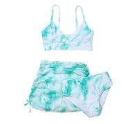 2025 BañAdores De Bikini para NiñAs Traje BañO Degradado con Falda Conjunto Braga Bikinis Y Pantalones Corta Trajes Malla NatacióN Infantil Adolescentes NiñA