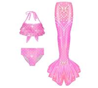 2025 Bikini Trajes de Baño Niña 3 Piezas Sirena Bañadores de Playa Bañador Bikini Bebé Conjunto Verano con Falda Playa Tankini Niñas Conjuntos Performance 4-13 Años