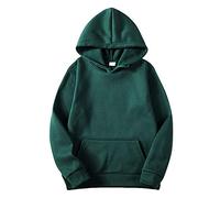 2025 - Blusa de invierno con capucha para el tiempo libre, sudadera con capucha de color sólido, camiseta suave, sudadera para hombre, talla S, verde, L