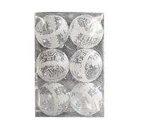 2025 Bolas de Navidad con un diámetro de 6 cm, bola de Navidad transparente, envasada, azul, transparente, blanco, transparente, adorno de árbol de Navidad de acrílico pintado, una caja con 6 piezas