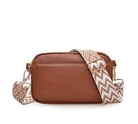 2025 - Bolso cruzado para mujer, simple, de piel suave, a juego, pequeño, cuadrado, casual, ancho, cinturón de hombro, Brown, High 12.5cm, width 20cm, thick 4.5cm