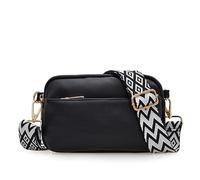2025 - Bolso cruzado para mujer, simple, de piel suave, a juego, pequeño, cuadrado, casual, ancho, cinturón de hombro, Black, High 12.5cm, width 20cm, thick 4.5cm