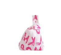 2025 - Bolso de mano con nudo de muñeca para mujer, hecho a mano, bonito recuerdo de boda o regalo de fiesta, Letras rojas sobre fondo blanco, size