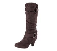 2025 - Botas de comercio exterior para mujer, para otoño e invierno, tacón medio, sin cordones, a la moda, con diseño de girasol, Brown, 38.5 EU