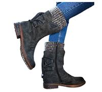 2025 Botas de mujer con pantorrilla media Bota Estilo Cowboy Tacón Cubano Tacon bajo, comodas y Elegantes aislamiento altura cómodos botines para invierno Ideales Temporada Otono