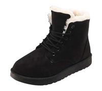 2025 - Botas de piel cortas apiladas con tacón para mujer, botas de snowboard para mujer, Black, 37.5 EU