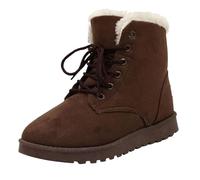 2025 - Botas de piel cortas apiladas con tacón para mujer, botas de snowboard para mujer, Brown, 38 EU