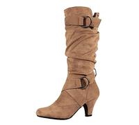 2025 - Botas de tacón medio para mujer, de comercio exterior, para otoño e invierno, sin cordones, a la moda, para mujer, Amarillo, 37.5 EU