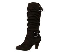 2025 - Botas de tacón medio para mujer, de comercio exterior, para otoño e invierno, sin cordones, a la moda, para mujer, Black, 38.5 EU