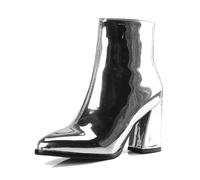 2025 Botines de mujer Comercio Exterior Europeo Americano Talla Grande Invierno Botas de Mujer Cremallera Lateral Encaje Botas cortas Gruesas con Bebé Niños Impermeable, plata, 38 EU