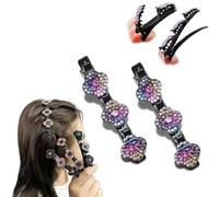 2025 Brillante Piedra De Cristal Trenzado Clips De Pelo Para Mujer - Piedra Clips De Pelo, Accesorios Para El Pelo Pico De Pato Clips (2 piezas de colores)