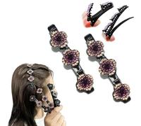 2025 Brillante Piedra De Cristal Trenzado Clips De Pelo Para Mujer - Piedra Clips De Pelo, Accesorios Para El Pelo Pico De Pato Clips (2 piezas púrpura)