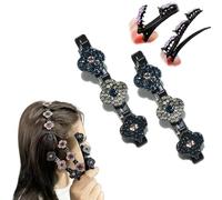2025 Brillante Piedra De Cristal Trenzado Clips De Pelo Para Mujer - Piedra Clips De Pelo, Accesorios Para El Pelo Pico De Pato Clips (2 piezas rosa)
