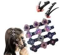 2025 Brillante Piedra De Cristal Trenzado Clips De Pelo Para Mujer - Piedra Clips De Pelo, Accesorios Para El Pelo Pico De Pato Clips (4 piezas B)