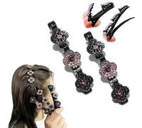 2025 Brillante Piedra De Cristal Trenzado Clips De Pelo Para Mujer - Piedra Clips De Pelo, Accesorios Para El Pelo Pico De Pato Clips (2 piezas azul)