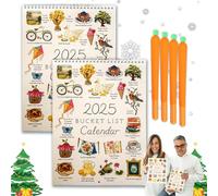 2025 Bucket List Calendar, Premium Paper Bucket List Calendar 2025 with Hook, for Couples Women Journal, Thick Slightly Yellow Paper, Eye Protection, Convenient Writing, 9 * 12 inchs (2PCS)