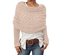 2025 Bufanda de punto para mujer, chal largo de encaje calado, para trajes casuales, uso diario, chaleco de lana, beige, Talla única