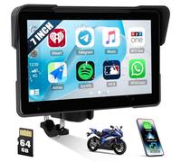[2025] CAMECHO 7 Pulgadas Inalámbrico Moto Carplay Android Auto, IP67 Impermeable HD Pantalla Táctil GPS Display para Motos con Doble Bluetooth +EQ Airplay Android Cast Siri, G00gle Assistant