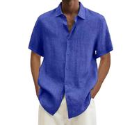 2025 Camisa de Algodón y Lino Hombre Manga Corta Camiseta Casual Color sólido Cuello Solapa Botones Primavera Verano Moda Original T-Shirt Fiesta Suelto Ocio Transpirable Talla Grande Comodidad Tops