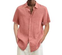 2025 Camisa de Algodón y Lino Hombre Manga Corta Camiseta Casual Color sólido Cuello Solapa Botones Primavera Verano Moda Original T-Shirt Fiesta Suelto Ocio Transpirable Talla Grande Comodidad Tops