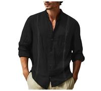 2025 - Camisa de manga larga para hombre, informal, lisa, para vacaciones, con aislamiento, capa base para hombre, Negro, XXL