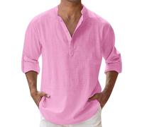 2025 Camisa Manga Corta para Hombre Hawaiana Cuello Cubano Mangas Cortas de Ocio Fina con Bolsillos en el Pecho Camisas Primavera y Verano