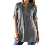 2025 Camisa Mujer,Camiseta Mujer con Botones de Media Mangas Cuello Solapa Suelto Casual Blusa Basicas Transpirable Camisa Informal Trabajo de Oficina Fiesta Talla Grande Shirt