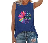2025 - Camiseta de tirantes para mujer, sin mangas, para yoga, entrenamiento, corte holgado, para correr, ejercicio gráfico, para verano, holgada, marine, S