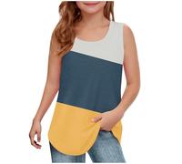 2025 Camiseta de Tirantes para Niñas,Mis Pedidos Blusa Sin Mangas de Volantes Informal Cuello Cuadrado Camisetas Corto de Verano Casual Color Block Tank Top Niña Cómoda Suave Ropa Niña 5-14 Años