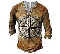 2025 camiseta hombre camiseta hombre camiseta nuevo hombre verano moda casual ayuno impresión digital 3D camiseta de manga larga tops hombre holgado, marrón, L